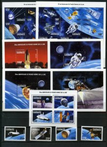 GABON 1999 SPACE SET OF 4 STAMPS, 3 SHEETS OF 4 &12 STAMPS & 4 S/S MNH