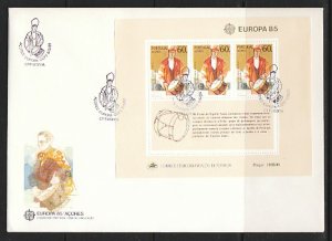 Portugal-Azores. Scott cat. 353a. Europa Music Year s/sheet. First day cover. ^