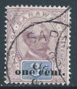 Sarawak #26 Used 3c Sir Charles Johnson Brooke Issue Surcharged