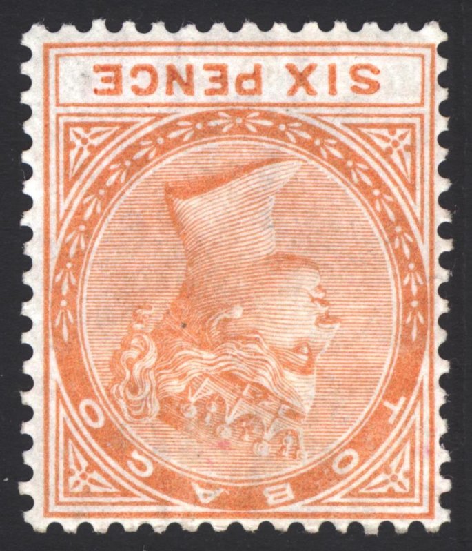 Tobago 1879 6d Orange Wmk CrownCC INVERTED Scott 3v SG 3w MLH SG Cat £140($168)