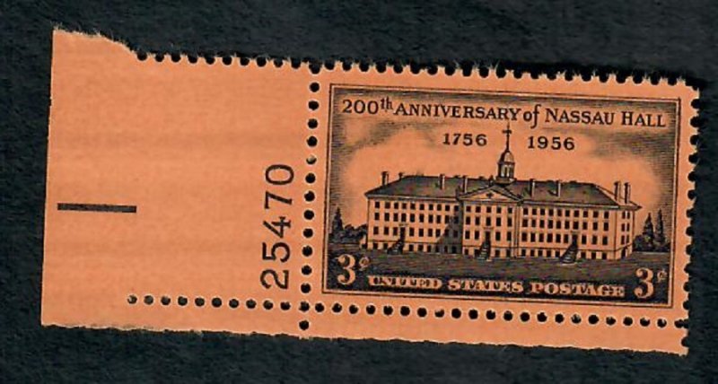 1083 Nassau Hall MNH plate number single PNS