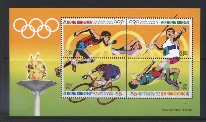 Hong Kong - Scott 628 - Olympics Barcelona -1992 - MNH - Souv. Sheet of 4 Stamps