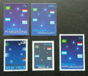 Argentina Paraguay Bolivia Brazil Uruguay Joint 2 Years MERCOSUR 1997 (stamp MNH