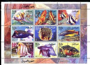 SOMALIA - 2000 - Exotic Fish - Perf 9v Sheet - M N H - Private Issue