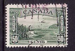 Canada-Sc#244-used 50c green Vancouver Harbour-id#583-1938-