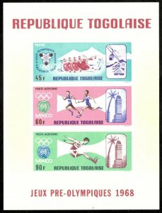 Togo 1967 - Mexico Summer Olympics - Imperf Souvenir Sheet - Scott C85a - MNH