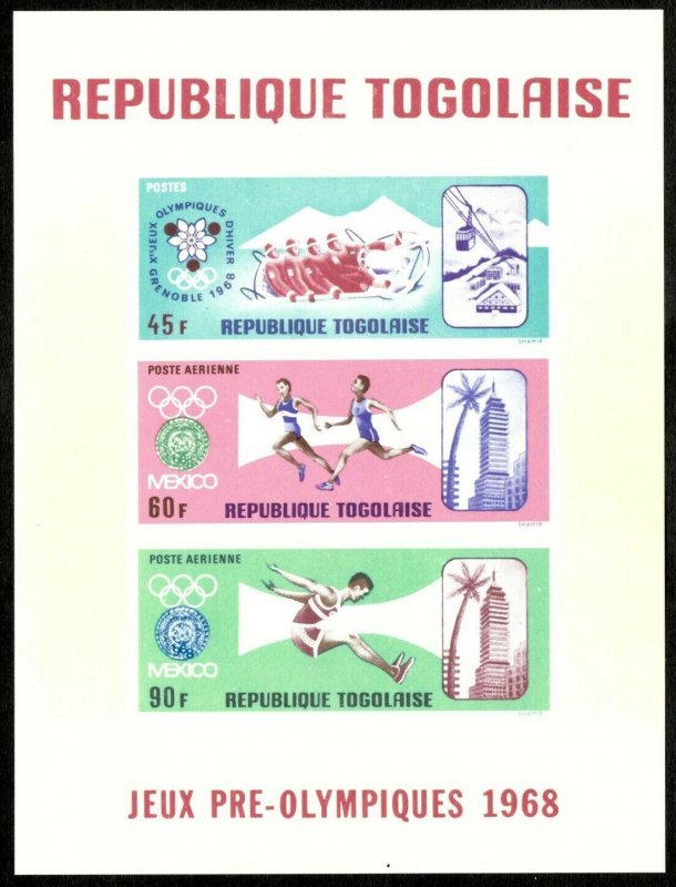 Togo 1967 - Mexico Summer Olympics - Imperf Souvenir Sheet - Scott C85a - MNH