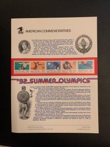 1992 Scott 2637-2641 92 summer Olympics  29c stamp panel strip of 5 MNH