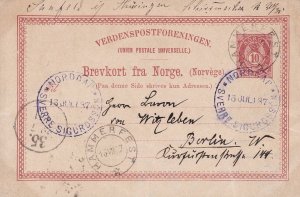 1887 NORWAY, Postal Stationery with cancel of the SS Sverre Sigurdsson motor shi