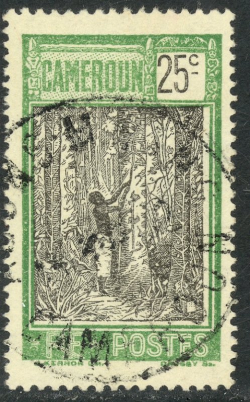 CAMEROUN 1925-38 25c TAPPING RUBBER TREE Pictorial Sc 180 VFU