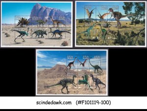 MALDIVES - 1999 DINOSAURS / PREHISTORIC ANIMALS - SET OF 3 MINIATURE SHEETS MNH