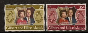 GILBERT & ELLICE IS. SG211/2 1972 SLIVER WEDDING MNH