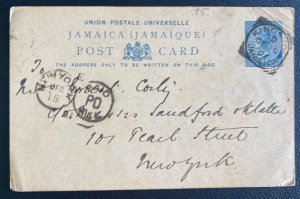 1891 Kingston Jamaica Postal Stationery Postcard Cover To New York USA