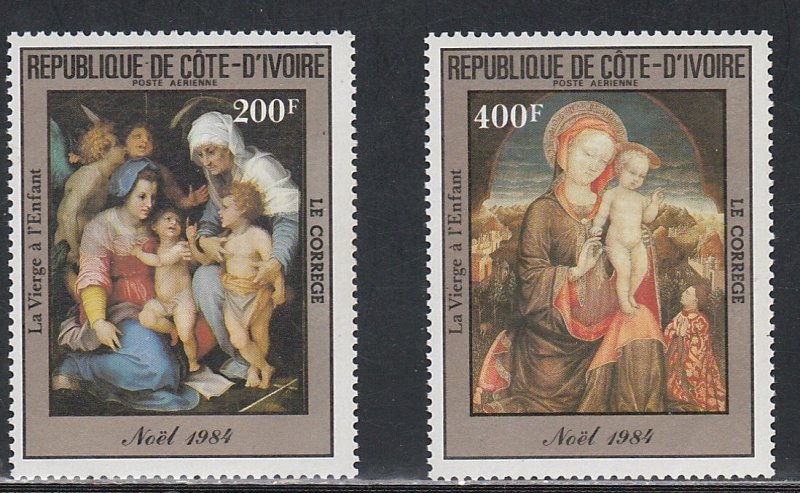 Ivory Coast # C91=92, Christmas - Pintings, Mint NH, 1/2 Cat.