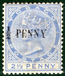 TOBAGO QV Classic Stamp SG.26a ½d/2½d Surcharge VARIETY Mint Cat £40 PBLUE85