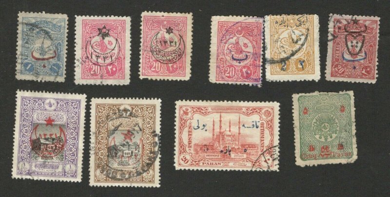 TURKEY - 10 USED STAMPS - TYPE - VARIETY OF COLOR