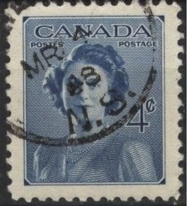 Canada 276 (used) 4c Elizabeth II, marriage, dp blue (1948)