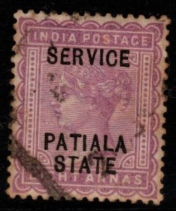 INDIA-PATIALA SGO16a 1898 8a MAGENTA USED