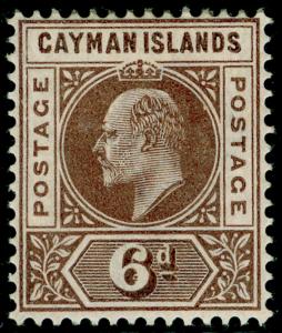 CAYMAN ISLANDS SG 6, 6d bown, M MINT. Cat £35.