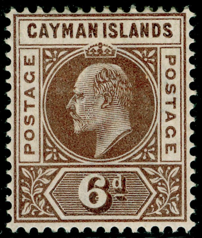 CAYMAN ISLANDS SG 6, 6d bown, M MINT. Cat £35.