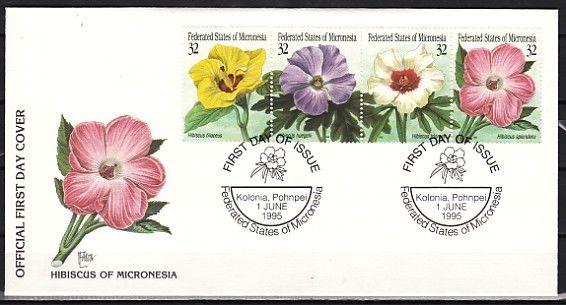 Micronesia, Scott cat. 228 A-D. Flowers issue. Hibiscus. First day cover. ^