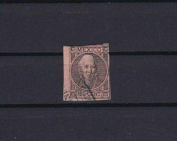 MEXICO 1868 IMPERF STAMP 100c BLACK BROWN     REF 5618