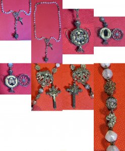 FANTASTICO ROSARIO ANTIGUO SIGLO XVIII 59cm