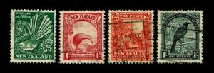 1935 New Zealand #185-86, 188 & 196 -  WMK 61 - USED - VF - CV$19.50 (ESP#2893)