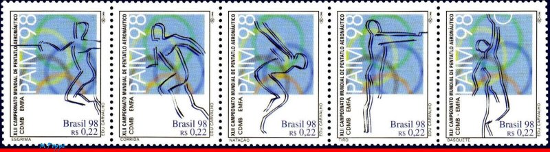 2687 BRAZIL 1998 AERONAUTICAL PENTATHLON WORLD CHAMPIONSHIP, MI# 2890-94, MNH