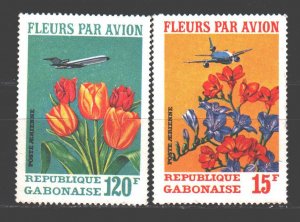 Gabon. 1971. 425-30 from the series. Airplanes, flowers. MVLH.