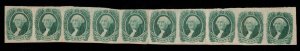 MOMEN: US STAMPS CSA #13 IMPERF STRIP OF 10 MINT OG H LOT #85535**