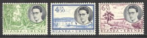 Ruanda-Urundi Scott 134-136 MNHOG - 1955 King Baudouin and Various Scenes