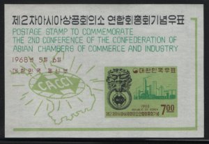 Korea South 1968 MNH Sc 600a 7w Door knocker, factories, CACCI emblem Souveni...