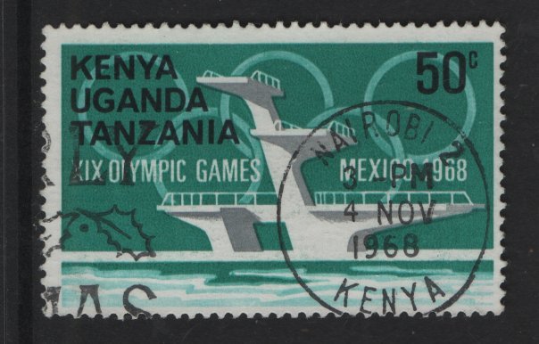 Kenya, Uganda, & Tanzania #190 used 1968 Olympic games Mexico 50c