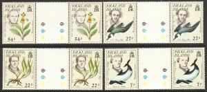 1985 Falkland Islands Naturalist Endangered Spec. gutter pairs MNH Sc# 433 / 436