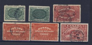 6x Canada S.D. Used Stamps;  2x #E1 F/VF E2-VF E4-F E5-F/VF E6-VF GV = $60.00