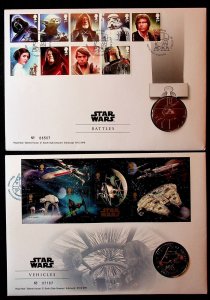 GREAT BRITAIN - 2FDCs WMEDALS - STAR WARS - (AF24)