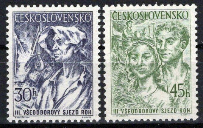 Czechoslovakia 694-695 MNH Foundry Worker Farm Worker Zayix Stamps 0325S0333