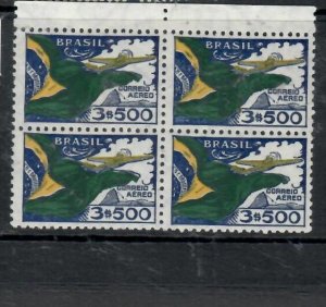 BRAZIL  3,500R  AIRMAIL    SC C42  BL OF 4     MNH         P0327H