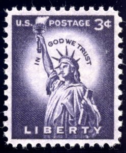 US 1035 3c 1954 Statue of Liberty wet printing PSAG grade 100 NH