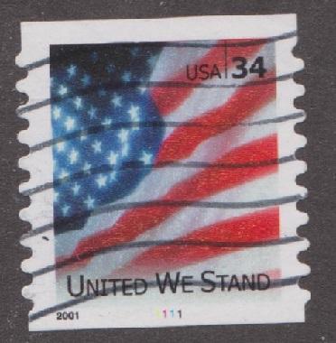 US #3550 United We Stand Used PNC Single plate #1111