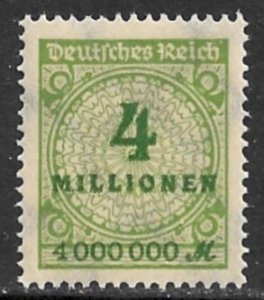 GERMANY 1923 4mil m Yellow Green Inflation Issue Sc 284 MNH