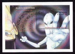 Nicaragua-Sc #2025-sheet-Alien Sighting-Kansas-unused-NH-199