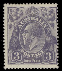 AUSTRALIA GV SG79v, 3d violet-blue, NH MINT. WHITE FLAW IN LEFT VALUE TABLET