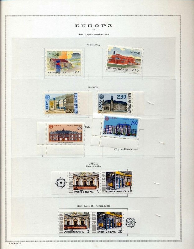 Europa 1990 Portugal Denmark Guernsey France MNH on 8 Pages(Appx 80)(ZA 548)