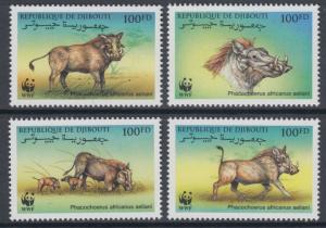 XG-BA744 DJIBOUTI - Wwf, 2000 Wild Animals, Eritrean Warthog MNH Set