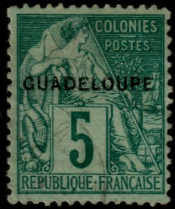 ✔️ FRANCE COLONIES GUADELOUPE 1891 - ALLEGORY OVERPRINT  - SC. 17 (o)