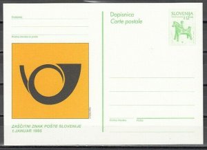 Slovenia, 1993 issue. Green Flute Postal Card. ^