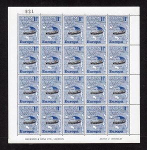 HERM: 11d EUROPA 1963 COMPLETE MINT SHEET OF 20