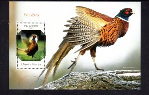 ST. THOMAS & PRINCE #2737 2014 PHEASANTS MINT VF NH O.G S/S